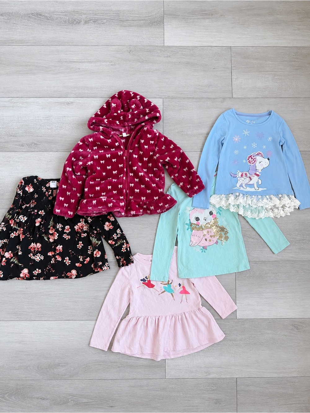 Old Navy Girls Clothing Bundle Size 4T Pink Blue Floral Fleece 5 Pc